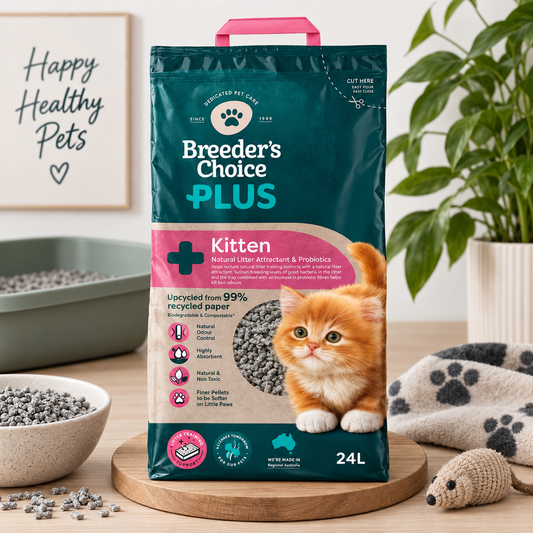 Breeders Choice Plus Kitten Litter 24L recycled paper cat litter for kittens