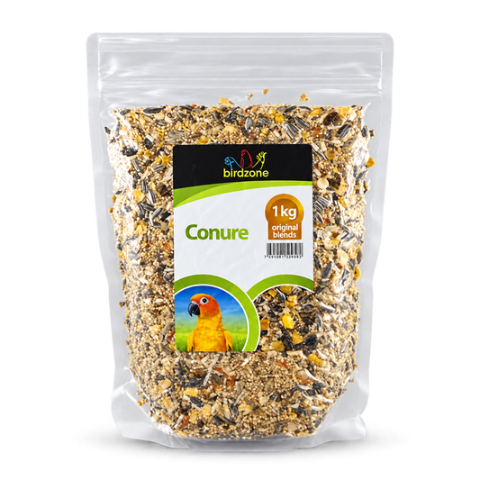 Birdzone Original Conure Blend 5kg bird food, a mixed grain, seed, nut and dried vegetable blend for conures and Quaker parrots.