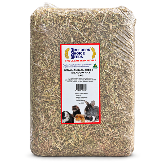 Breeders Choice Seeds Meadow Hay 2kg compressed grass hay bale for rabbits and guinea pigs.