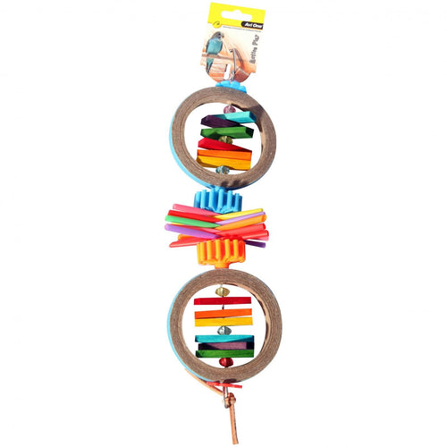 Bird Toy Paper Rings With Wooden Blocks