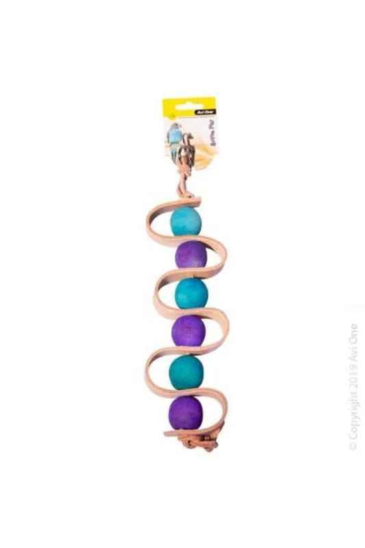 Bird Toy Wooden Beads With Leather Strip