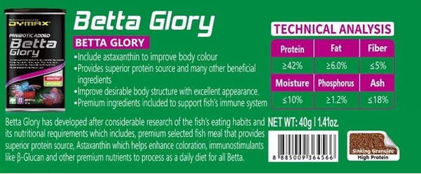 Dymax Betta Glory 40g Sinking Granules
